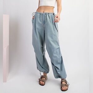 ee:some Blue Jean Dream Parachute Wide Leg Pants Wide Barrel Leg Baggy Size S